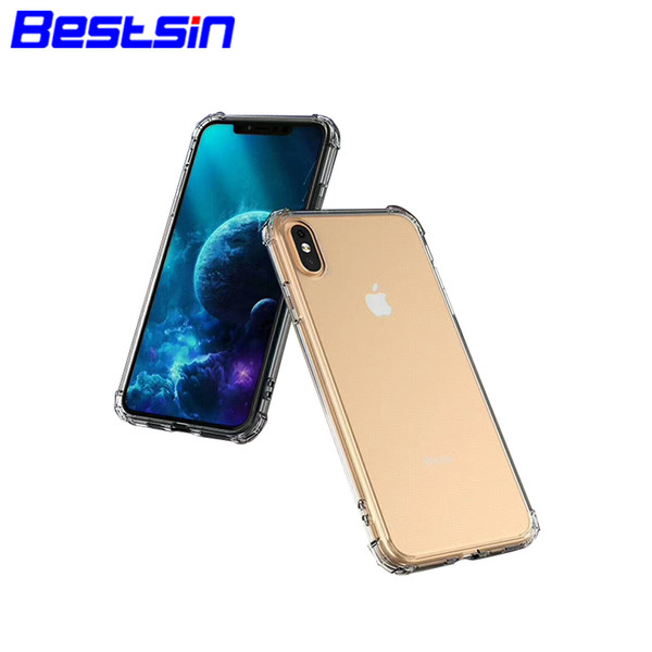 Bestsin For iPhone X XS MAX XR 7 8 Clear TPU Case Shock Absorption Soft Transparent Back Cover