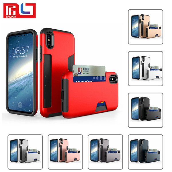 Bestsin For Iphone Case Iphone X 8 8 7 6 Plus Can Insert Card Hard Shell Mobile Phone Case