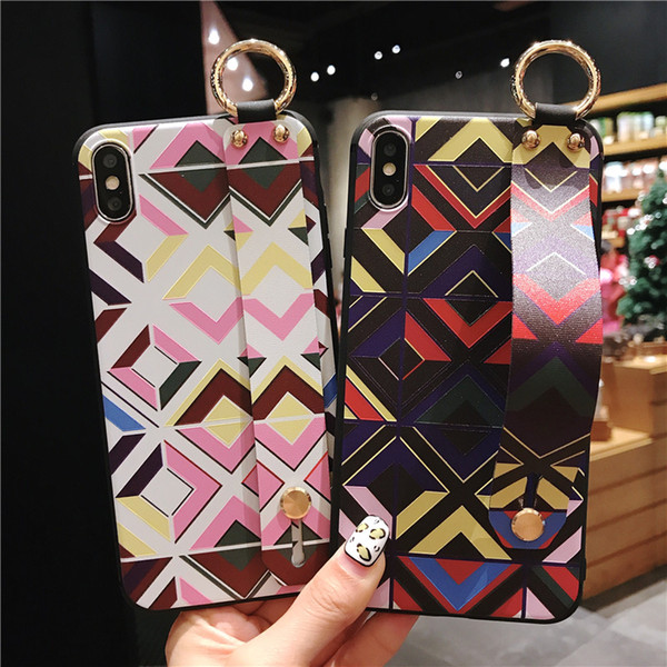 For iPhone Xs Max Cover Retro Pattern Wrist Strap Phone Case For iphone 7 8 6 6s plus Case For iphone X Xs max XR Soft Silicone Case