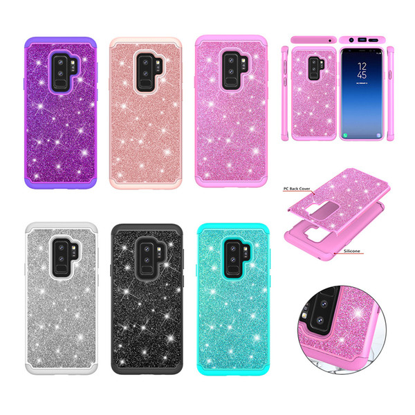 S9 Plus Phone Cases Bling Cover Heavy Duty Bumper Dual Layer Anti-Drop TPU Frame & PC Back for Samsung Galaxy S9 S9 Plus