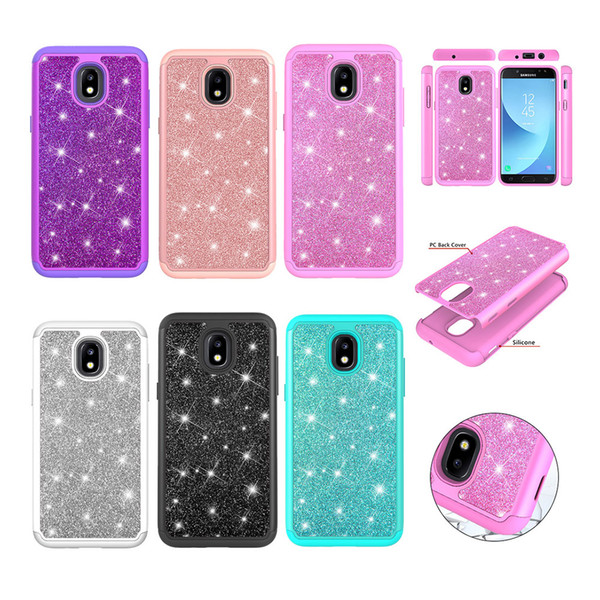 Samsung Galaxy J7 2018 Case USA Version Glitter 2 in 1 Heavy Duty Protective Phone Cover For Galaxy J7 2018 (Not fit J7 Pro 2017)