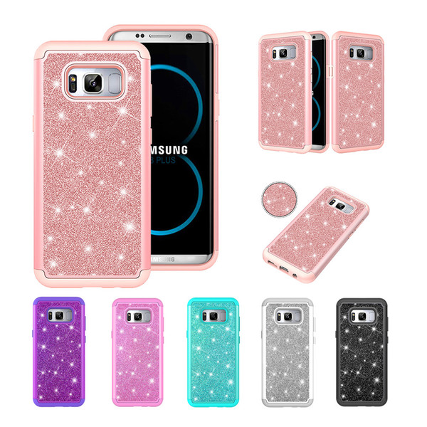 Samsung Galaxy S8 Case Glitter Sparkly Bling 2 in 1 Hybrid Hard PC Back Exterior + Soft TPU Interior Cases For Samsung Galaxy S8 Plus