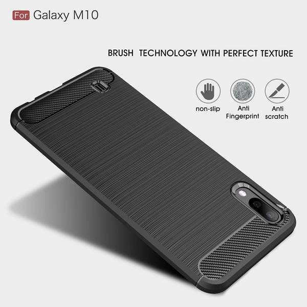 Carbon Fiber Grain TPU Phone Case For Samsung Galaxy M10 M20 M30 A40S Silicone Back Cover