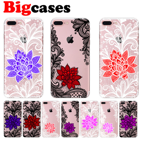 For iphone 7 8 6 6S Plus X XS Max XR 5 5S SE Case Cover Soft TPU Silicone Mandala Lace Phone Shell