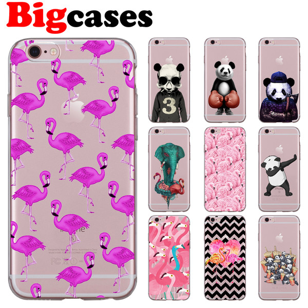 For iphone 7 8 6 6S Plus X XS Max XR 5 5S SE Case Cover Soft TPU Silicone Flamingo Panda Phone Shell