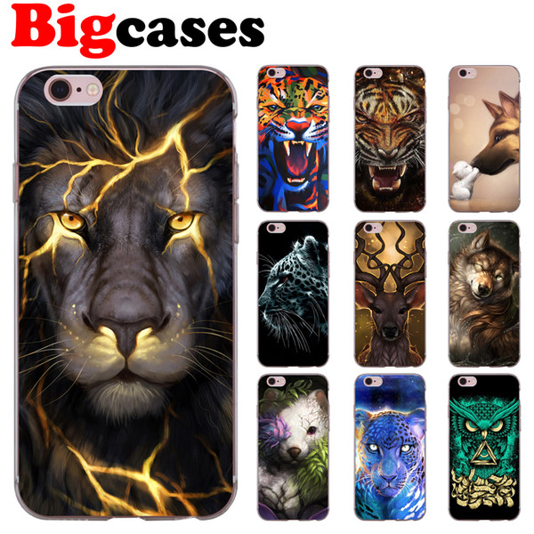 For iphone 7 8 6 6S Plus X XS Max XR 5 5S SE Case Cover Soft TPU Silicone Lion Tiger Phone Shell