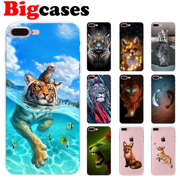 For iphone 7 8 6 6S Plus X XS Max XR 5 5S SE Case Cover Soft TPU Silicone Tiger Cat Phone Shell