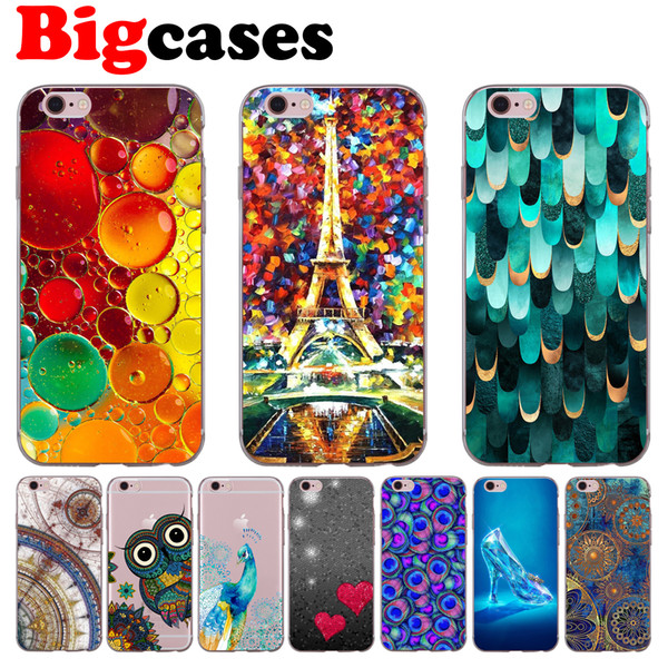 For iphone 7 8 6 6S Plus X XS Max XR 5 5S SE Case Cover Soft TPU Silicone Peacock Feather Phone Shell