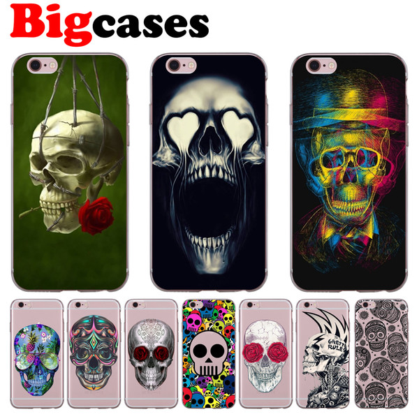 For iphone 7 8 6 6S Plus X XS Max XR 5 5S SE Case Cover Soft TPU Silicone Smoking Skull Phone Shell