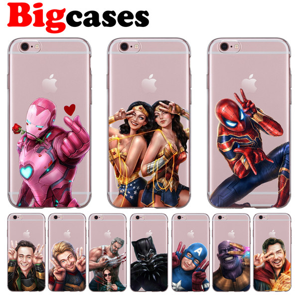 For iphone 7 8 6 6S Plus X XS Max XR 5 5S SE Case Cover Soft TPU Silicone Wolverine Spiderman Phone Shell