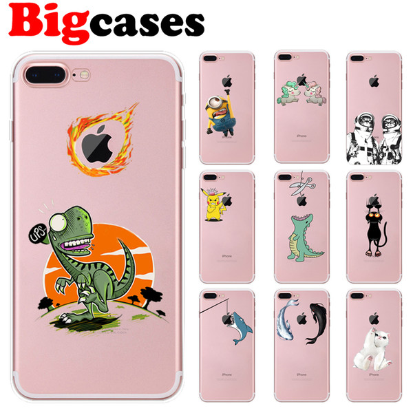 For iphone 7 8 6 6S Plus X XS Max XR 5 5S SE Case Cover Soft TPU Silicone Cute Animals Phone Shell