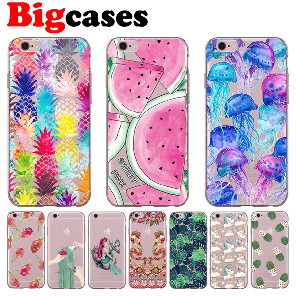 For iphone 7 8 6 6S Plus X XS Max XR 5 5S SE Case Cover Soft TPU Silicone Pineapple Watermelon Phone Shell