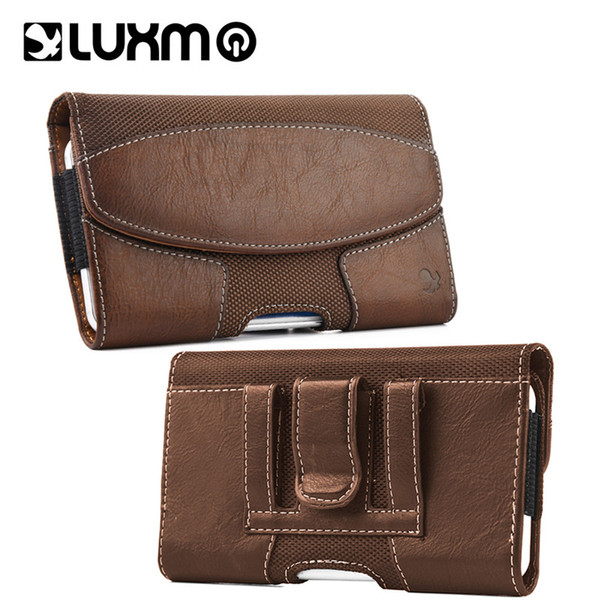 Leather Holster Luxury Waist Wallet Leather Suede Magnetic Case for iPhone X 8 Plus Samsung Galaxy S9 with Pouch Card Slot Phone Cover