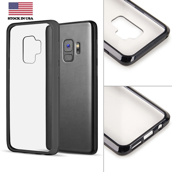 Hybrid Hard Clear Case for Galaxy S9 Plus Soft Rubber TPU Bumper Acrylic Transparent Phone Cover for Samsung A8 2018