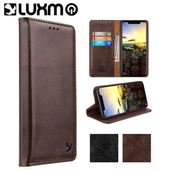 Luxury Magnetic Wallet Case For Galaxy S9 iPhone X 10 8 7 Plus Flip Leather Case Card Slots for Samsung Note8 iPhone8 LUXMO