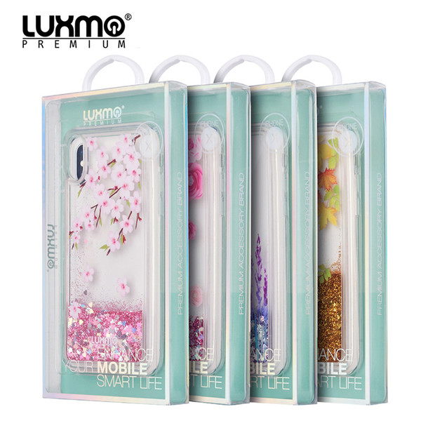 Flower Liquid Hard Phone Case for iPhone X Lavender Waterfall Fusion Sparkling Quicksand Glitter Water Back Cover for iPhoneX