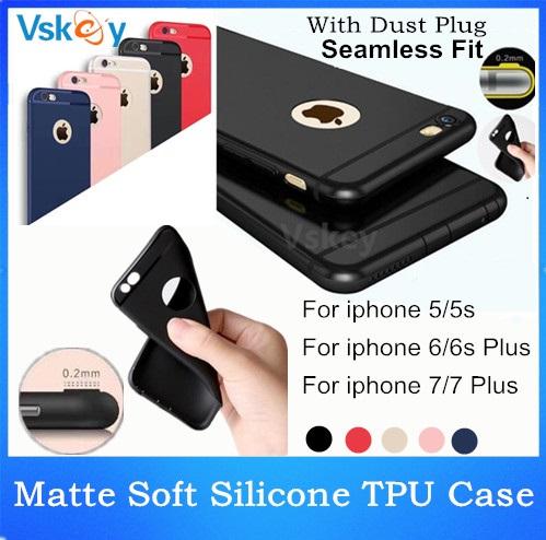 20pcs Ultra Slim Matte Soft Silicone TPU Case For iPhone 7 Plus Back Cover For iPhone 6 6s Plus 5S with Dust Plug