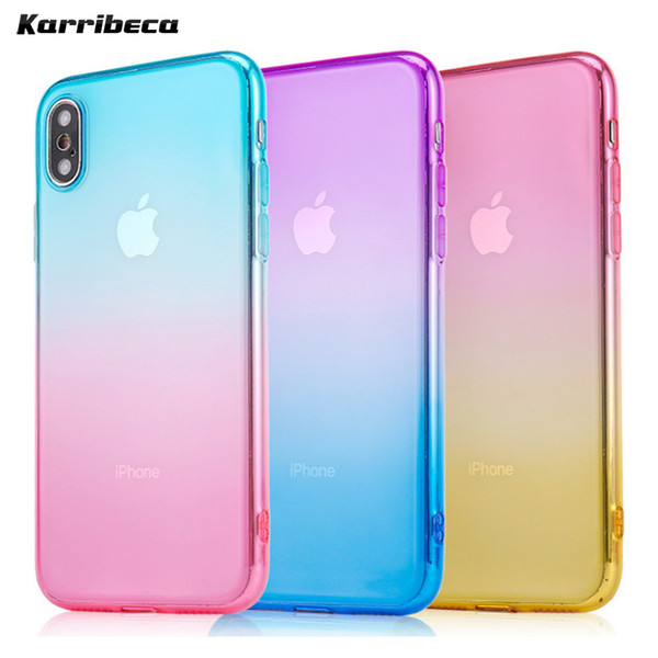 20pcs Ultra thin gradient silicone case for iphone 6 s 7 8 plus x xs xr xs max funda carcasa coque hoesje tpu cover kryt tok etui custodia