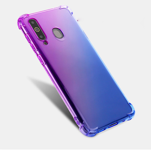 20pcs airbag gradient color silicone case for samsung galaxy A6 A7 A8+ Plus A9 2018 funda carcasa coque hoesje tpu cover kryt tok etui