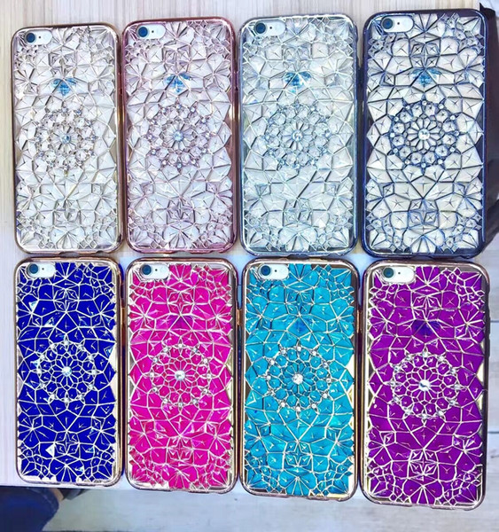 For iphone 6 6s 6plus 6s 7 7plus Case Cover Luxury 3D Bling Diamond Sunflower Plating TPU Silicone Back Fundas Phone Accessories