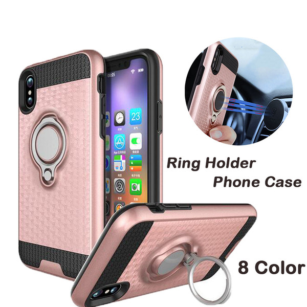 For iphopne8 5.8inch Ring Holder Phone Case for 6plus 7 7plus Magnetic Suction Bracket For Car Kickstand Phone Case