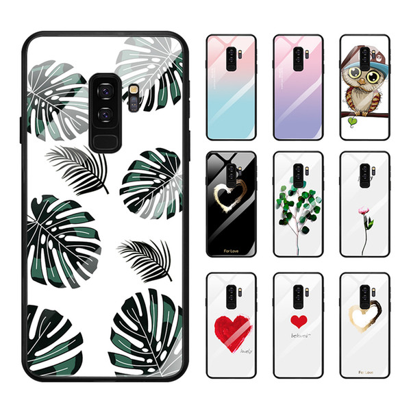 Plants Leaves Print Phone Case For Samsung Galaxy S9 S8 Plus Note9 Note8 Glass Hard Smooth Full Protect Back Cover Cases