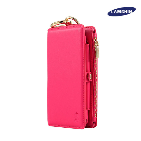 2 in 1 Detachable Removable Zipper Leather Wallet Case Cover with Card Cash Slot for Samsung Galaxy S6 S7