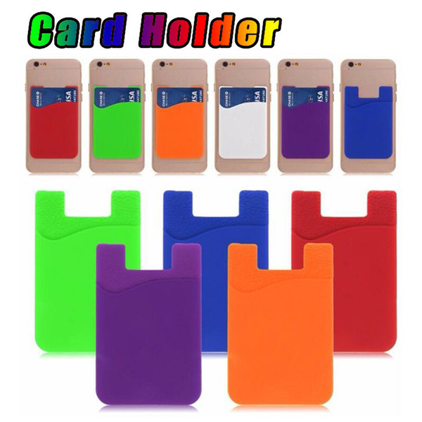 Ultra-slim Self Adhesive Credit Card Wallet Card Set Card Holder for Smartphones for iPhone 7 Colorful Silicon