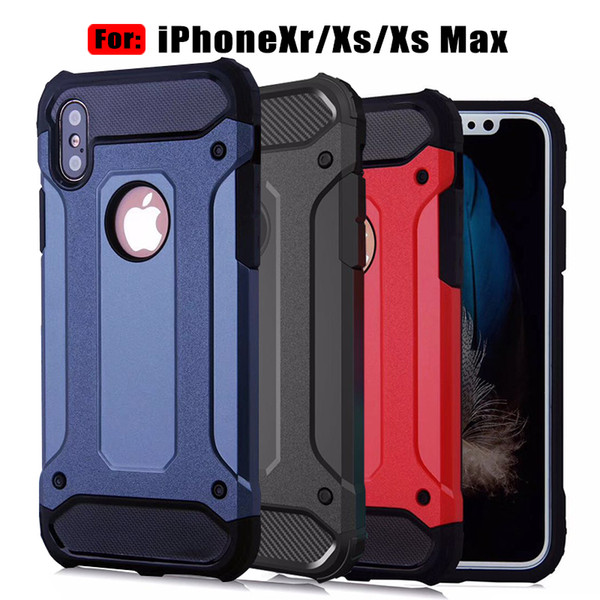 For iPhone XS Max iPhone Xr 2 in 1 Anti-Fall Protection Shockproof Armor Hard TPU PC Cellphone Cases