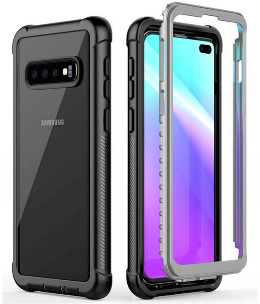 Full-Body Rugged Clear Bumper Case for Samsung Galaxy S10 Plus Lite with Bulit-in Screen Protector Cover Case S10 Plus S10 Lite