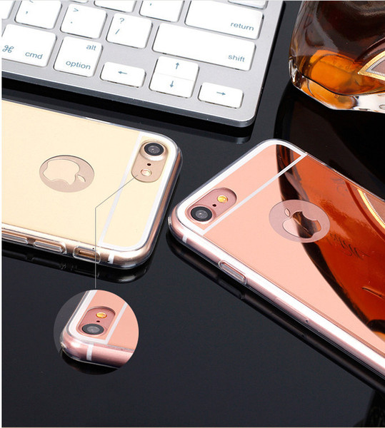 Mirror case Electroplating Chrome Ultrathin Soft TPU Phone Case Cover For iphone 5 6 7 8 8 X plus