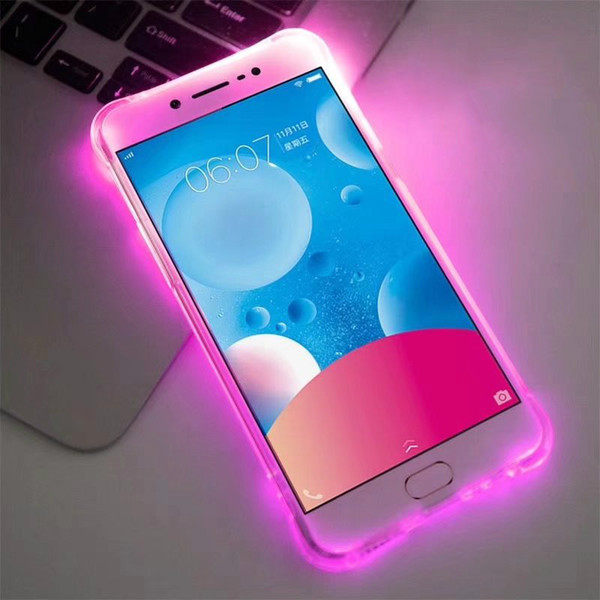 Fashion LED Flash Light Phone Case For iPhone X 8 8Plus 6 6s Plus 5 5s Luminous Glitter Clear Case for iPhone 7 7Plus Back Cover