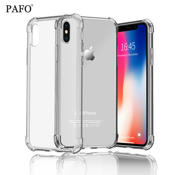 PAFO Case For iPhone XS Max XRPhone CaseFor iPhone X 6 7 8 Plus Clear Shockproof Soft Silicone Transparent Cases With Box