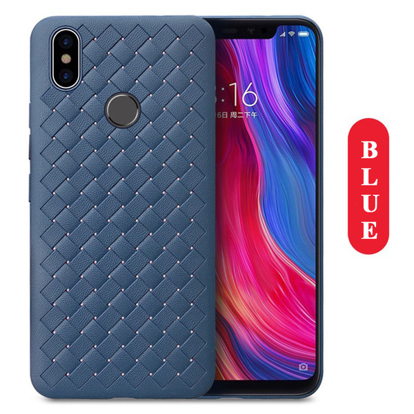 !ACCEZZ Luxury Grid Weaving Phone Case For Xiaomi 8 Soft TPU Silicone Ultrathin Protective Back Cover Slim Business Mobile Shell