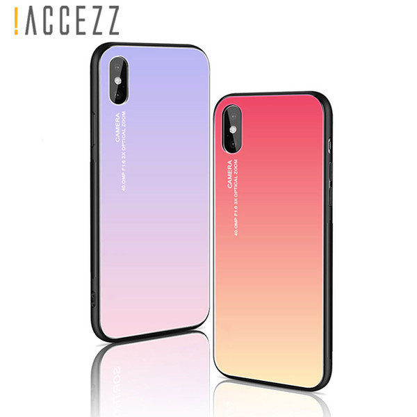 !ACCEZZ PC Luxury Multicolor Glass Protective Back Cover Case For iphone X 8 7 Plus Fashion Phone Glossy Shell Funda Coque