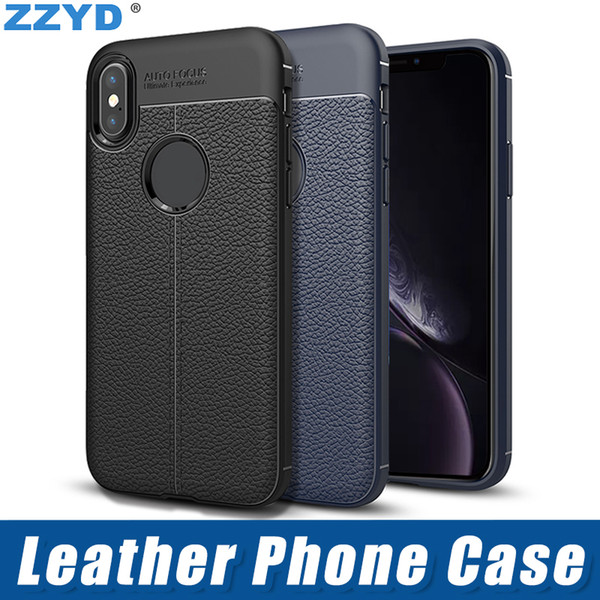 ZZYD Soft TPU Silicone Case Anti Slip Leather Texture Phone Cases Cover For iPX Xs Max 8 Samsung Note9 S8 S9