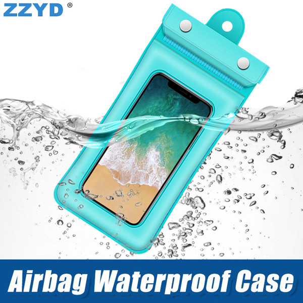 ZZYD Airbag Waterproof Case PVC Protective Universal Phone Case Summer Pouch Bag with Diving Swimming for Samsung S9 iPhone 6 7 8 X