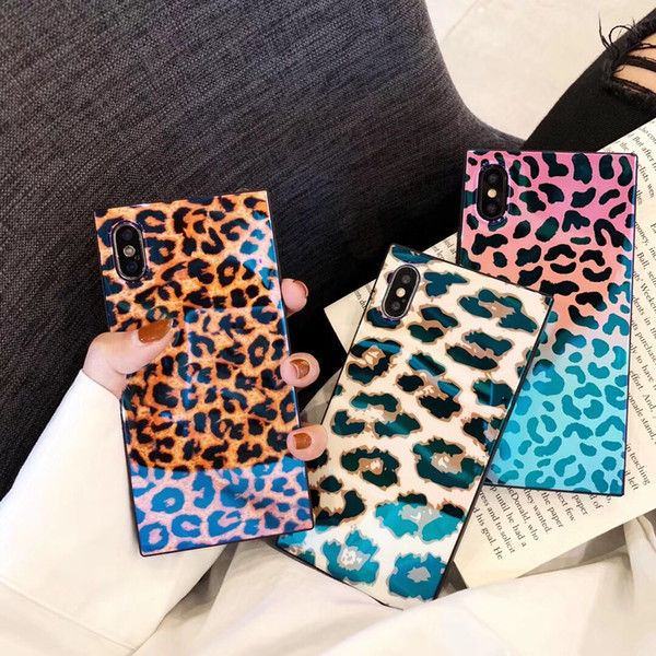 maosenguoji Square Blu-ray Luxury leopard print funny Mobile Phone Case for iphone 6s 6plus 7 8 plus X XR XS MAX fashion case