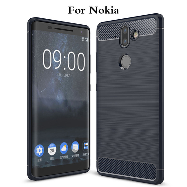 For Nokia7 7plus X5 X6 3.1plus 2.1 8.1 9 Pureview Anti-fallForcarbon fiber TPU Phone Case Nokia 6 2018 6.1Protect Cover Shockproof Soft Case