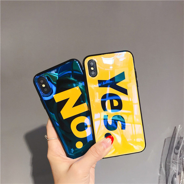 The Blu-ray Concise Style Letter Yes/No Fully Anit-Fall Case For iPhone X XS XS MAX,Cover For iPhone 6 7 8/plus