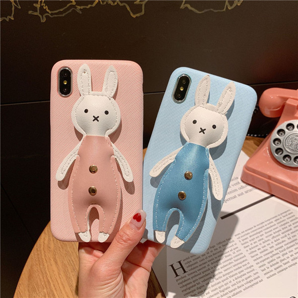 Ultra Slim Pan Imitation Leather Rabbit Button Phone Case For iPhone X XS MAX, Shockproof Protective Cover For iPhone 6 7 8/plus