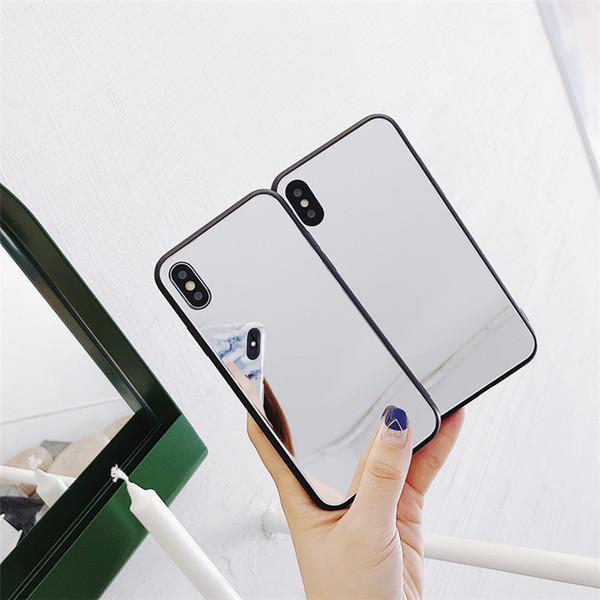 Cold Wind Glass Mirror Makeup Soft Phone Case For iPhone X XS XS MAX,Creative Personality Case For iPhone 6 7 8/plus