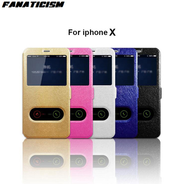 Fanaticism Case For iPhone X Flip Style Luxury PU Leather Cover With Dual View Windows Stand Coque For iphoneX