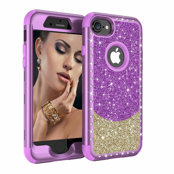 For Iphone 8plus Case Luxury Diamond Women Cover Heavy Duty Hybrid Full-Body Protective Cover Defender Case For iPhone 8 8plus