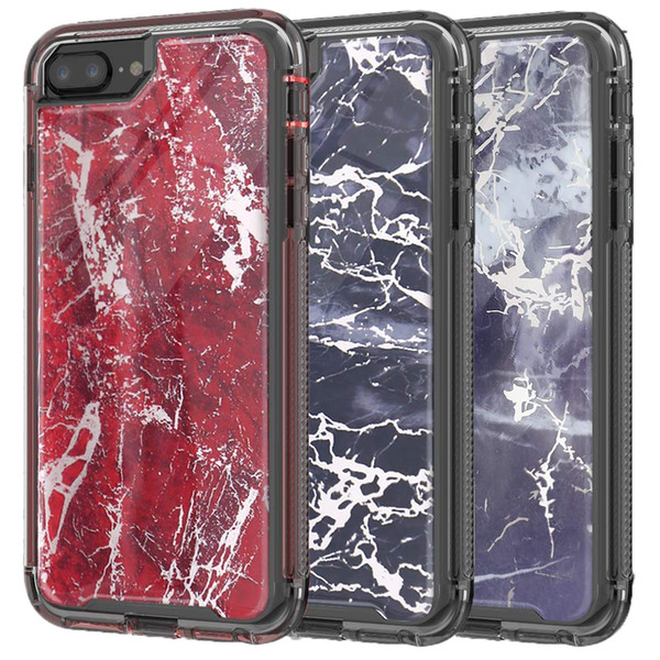 For Iphone 8 plus Case Luxury Marble Dual Layer Protection Shockproof Bumper Rugged Non-Slip Protective Case for Iphone 8 8plus