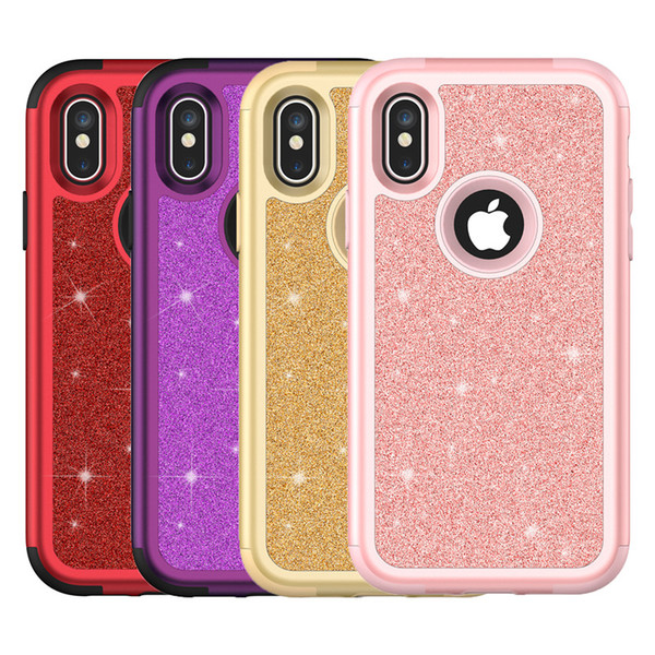 For Iphone XS Max Case 3in1 Defender Case Glitter Bling Soft TPU Hard PC Back Cover Phone Cases for Iphone XR XS Max