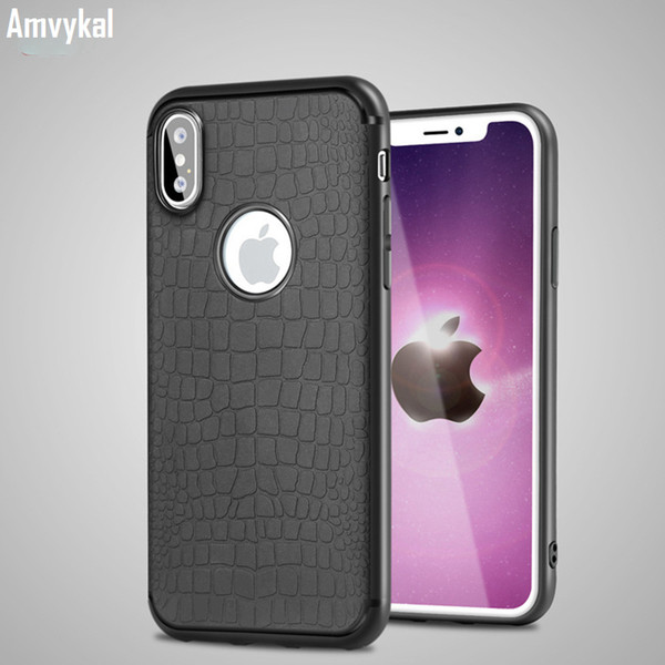 Amvykal For iphone X XR XS Max 6 7 8 Plus Cover Magnetic Suction Adsorption Leather Pattern Anti-knock Soft TPU Silicone Case