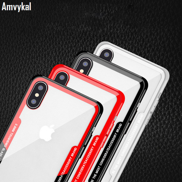 Amvykal For iphone X XR XS Max 5s SE 6s 7 8 Plus Case Shockproof Soft Silicone Frame Glossy Hard PC Clear Cover