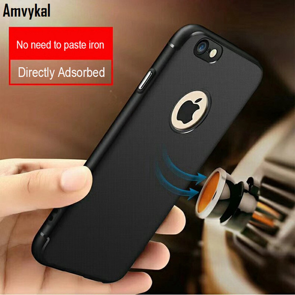 Amvykal For iphone X 6 6s 7 8 Plus Case Magnetic Suction Shockproof Silicone Case Grid pattern Ultra-thin Soft TPU GEL Cover