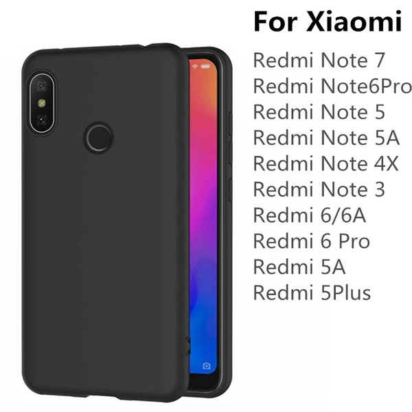 Black Matte TPU Phone Case For Xiaomi Redmi Note 7 6 Pro 5A 4X 6A 5 Plus Ultra Thin Soft Silicone Protective Cover